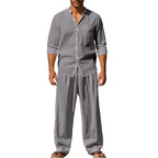 👔 Men’s Shirt & Pants Set – Casual, Breathable Linen, Relaxed Fit ✨