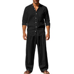 👔 Men’s Shirt & Pants Set – Casual, Breathable Linen, Relaxed Fit ✨