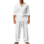 👔 Men’s Shirt & Pants Set – Casual, Breathable Linen, Relaxed Fit ✨