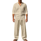 👔 Men’s Shirt & Pants Set – Casual, Breathable Linen, Relaxed Fit ✨