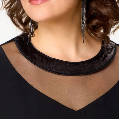 Women's Elegant Black 3/4 Sleeve Sheath Dresses