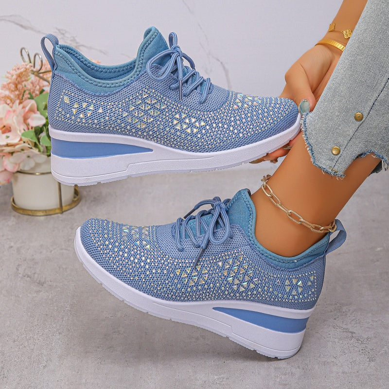 👟 Rhinestones-Embellished Breathable Mesh Sneakers – Sparkle Design, Airy Comfort & Grippy Soles ✨