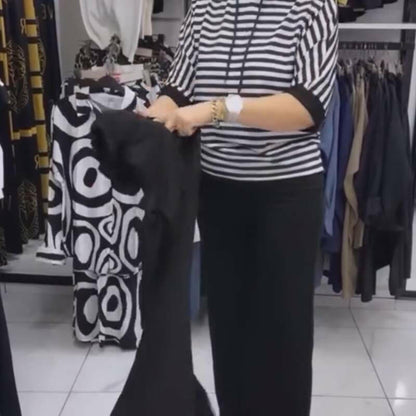 Women's Striped Top & Solid Pants Set