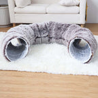 2-in-1 Foldable Indoor Soft Round Cat Tunnel Bed