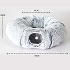 2-in-1 Foldable Indoor Soft Round Cat Tunnel Bed