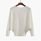 Women's Boat Neck Dolman Sleeve Ribbed Knitted Sweaters