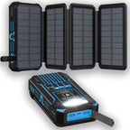 🔥20000mAh Solar Power Bank with Foldable Panels, Wireless Charging & LED Flashlight
