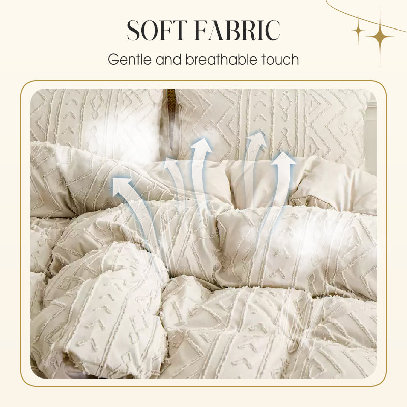 3-Piece Cutwork Tufted Bedding Set