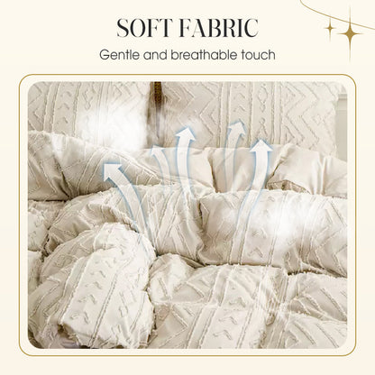 3-Piece Cutwork Tufted Bedding Set