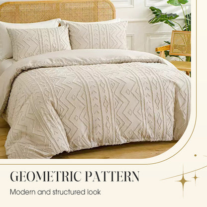 3-Piece Cutwork Tufted Bedding Set
