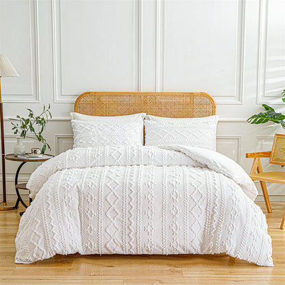 3-Piece Cutwork Tufted Bedding Set