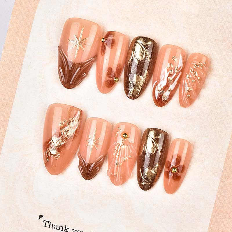 💥30 PCS Handcrafted Almond Press-On Nails Set💅