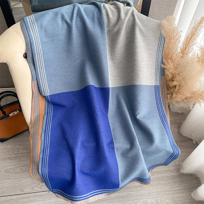 Oversized Color-Block Scarf Shawl
