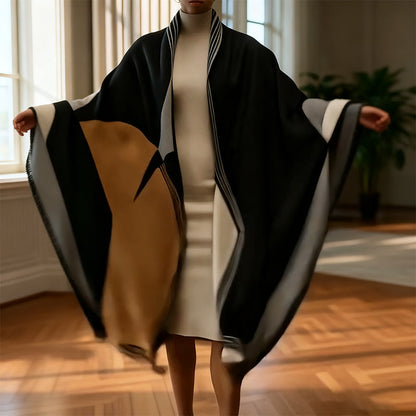 Oversized Color-Block Scarf Shawl