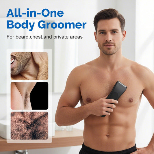 ✂️ Men's Digital Body Trimmer – L-Shaped Safety Blade, LED Display & 90-Min Runtime ✨