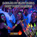 8-Color UV Glow Face & Body Paint Markers