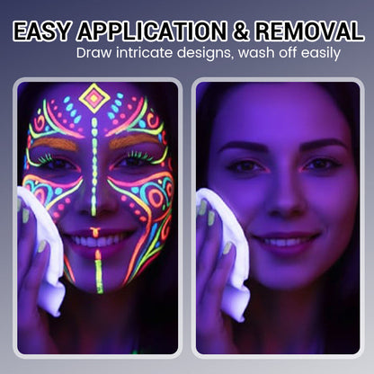 8-Color UV Glow Face & Body Paint Markers