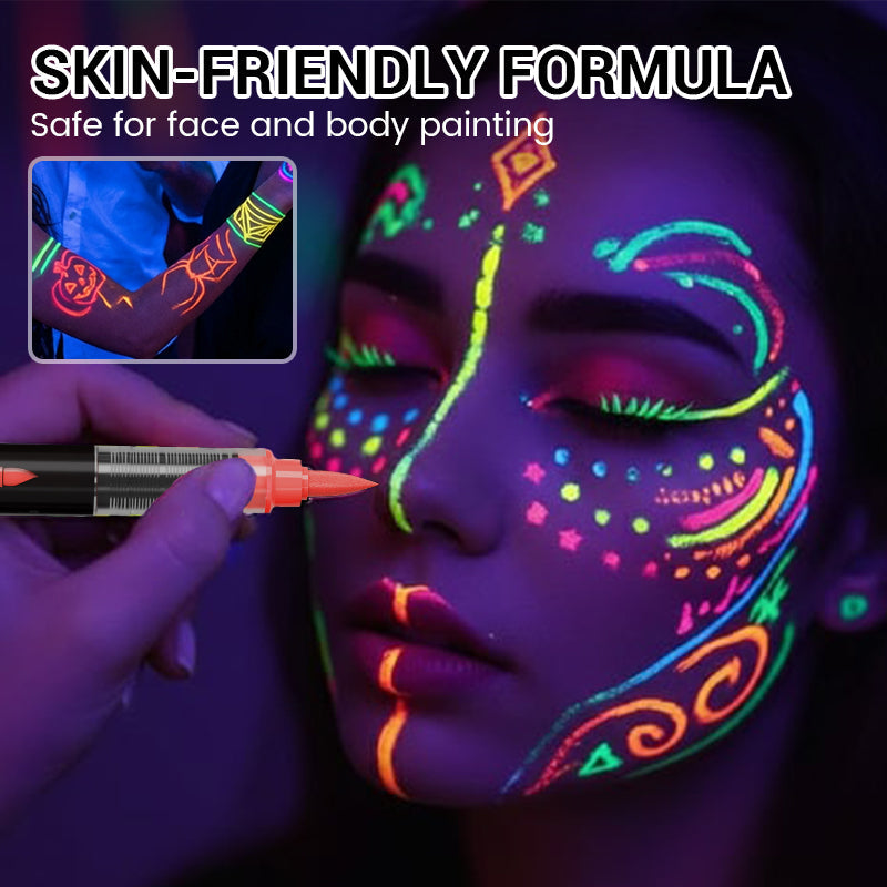 8-Color UV Glow Face & Body Paint Markers