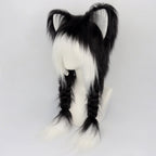 Plush Cat Ear Winter Hat with Braided Pigtails