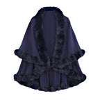 Women's Double-Layer Knit Shawl with Plush Trim