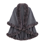 Women's Double-Layer Knit Shawl with Plush Trim
