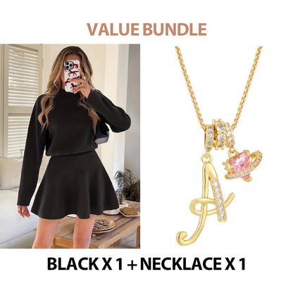 ✨💓Women's Mock Neck Knit A-Line Mini Dress