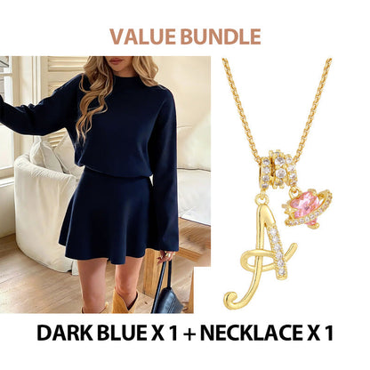 ✨💓Women's Mock Neck Knit A-Line Mini Dress