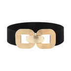 Women's Vintage Gold Buckle High Elastic Leather Belt