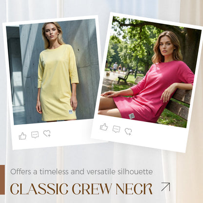 Women's Crew Neck Casual Loose T-Shirt Dress