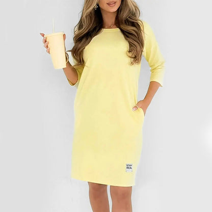 Women's Crew Neck Casual Loose T-Shirt Dress