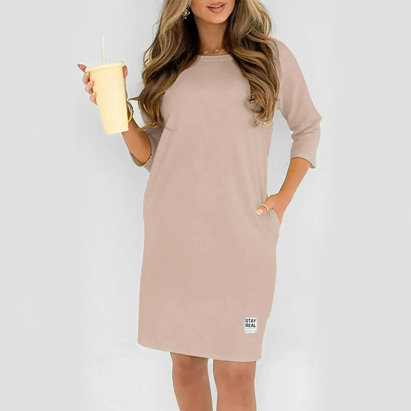 Women's Crew Neck Casual Loose T-Shirt Dress