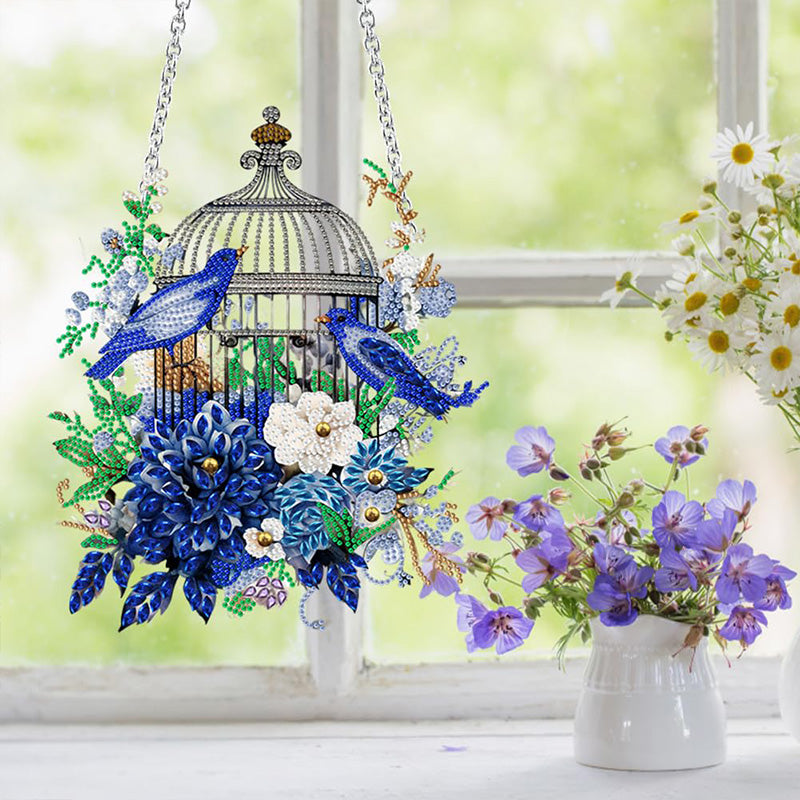 Flower Birdcage Special Shaped Full Rhinestone Art Hanging