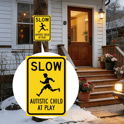 Slow Autistic Child At Play Warning Sign