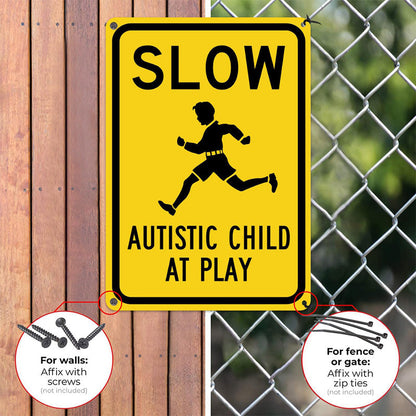 Slow Autistic Child At Play Warning Sign