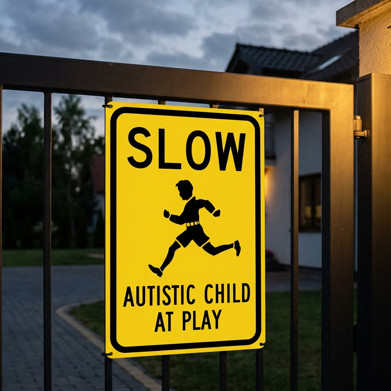 Slow Autistic Child At Play Warning Sign