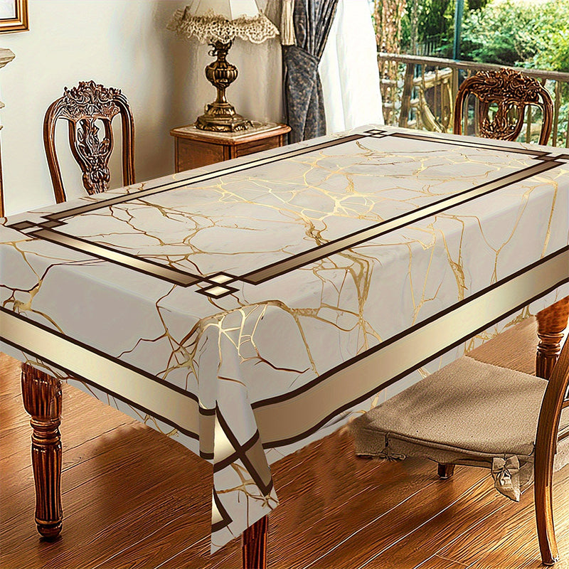 ⏰Waterproof Marble-Print Tablecloth