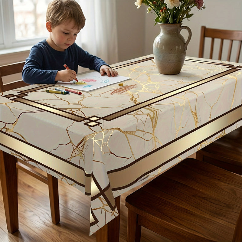 ⏰Waterproof Marble-Print Tablecloth