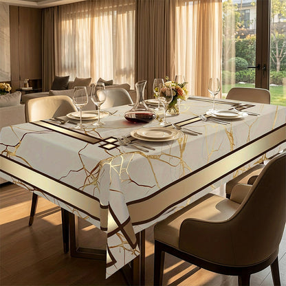 ⏰Waterproof Marble-Print Tablecloth