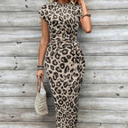 🌸Women's Knot Bodycon Dress – Leopard print, tummy-flattering knot. Comfy & chic for parties or date nights. Feel gorgeous. ✨🌹