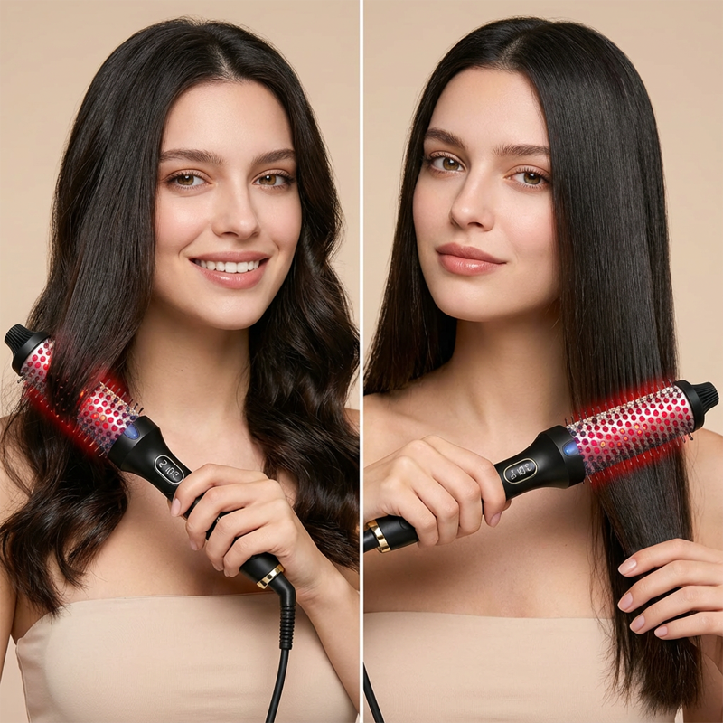 2-in-1 Hair Straightener & Curler Heated Comb