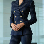 ⏳Time-Limited Special⏰Women's Pinstripe Double-Breasted Suit Set