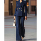 ⏳Time-Limited Special⏰Women's Pinstripe Double-Breasted Suit Set