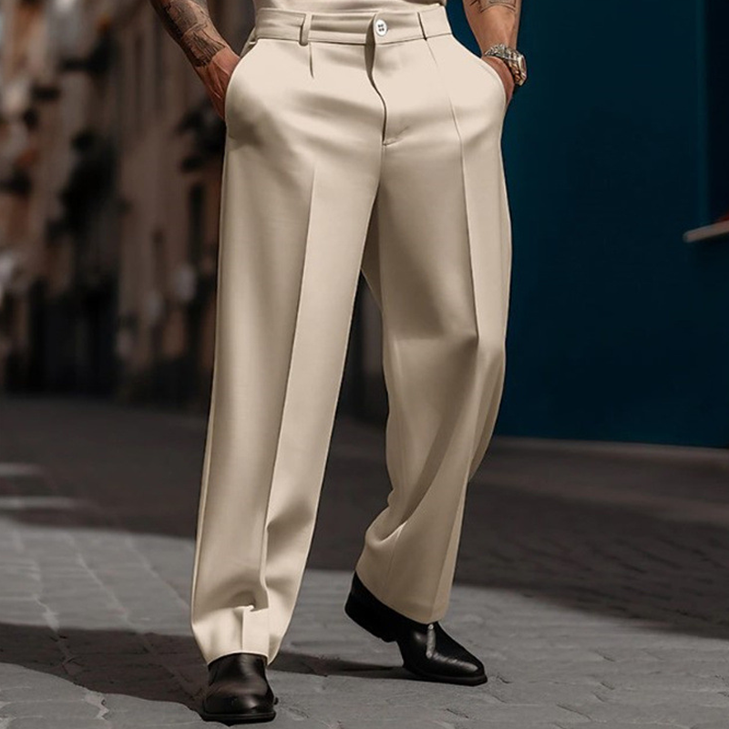 🥳Men's Casual Wide-Leg Pants – Breezy pleated front, easy pull-on style👖