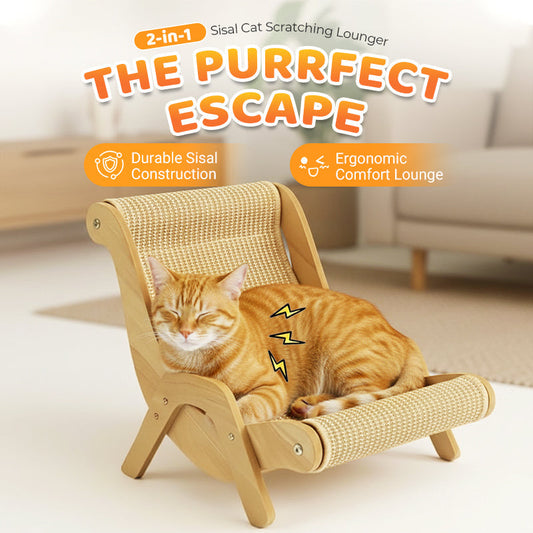 2-in-1 Sisal Cat Scratcher Lounger | Space-Saving & Durable 🐱