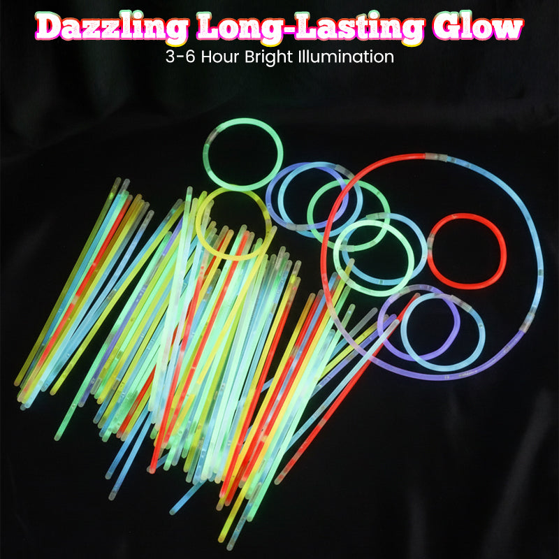 Long-Lasting Mixed-Color Glow Stick 100 PCS Set