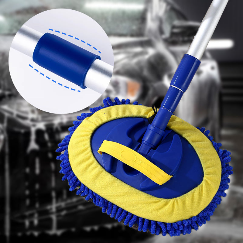 🚗 🧽 Durable Aluminum Long Handle Telescopic Car Wash Mop – Soft Microfiber, Scratch-Free & Adjustable Length ✨