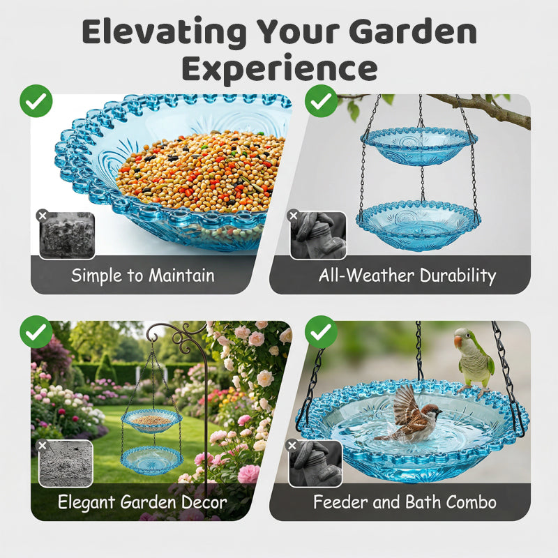 💞50K+ SOLD!🐦🌧️Vintage-Style Bird Feeder with Bath – Hangs anywhere, easy to fill. Attracts robins & blue tits. Perfect for nature lovers. 🏡✨