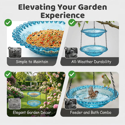 💞50K+ SOLD!🐦🌧️Vintage-Style Bird Feeder with Bath – Hangs anywhere, easy to fill. Attracts robins & blue tits. Perfect for nature lovers. 🏡✨