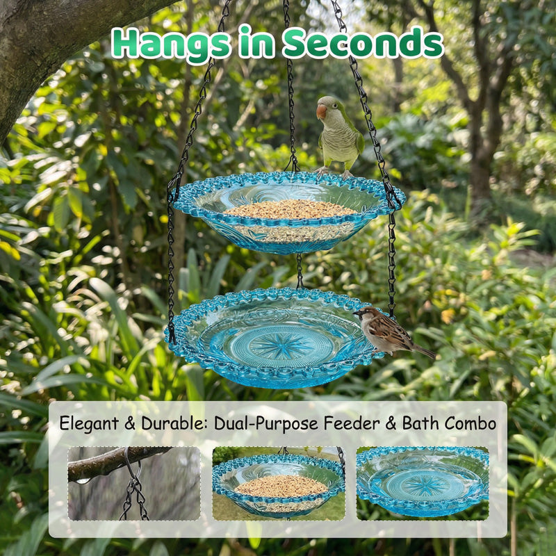 💞50K+ SOLD!🐦🌧️Vintage-Style Bird Feeder with Bath – Hangs anywhere, easy to fill. Attracts robins & blue tits. Perfect for nature lovers. 🏡✨