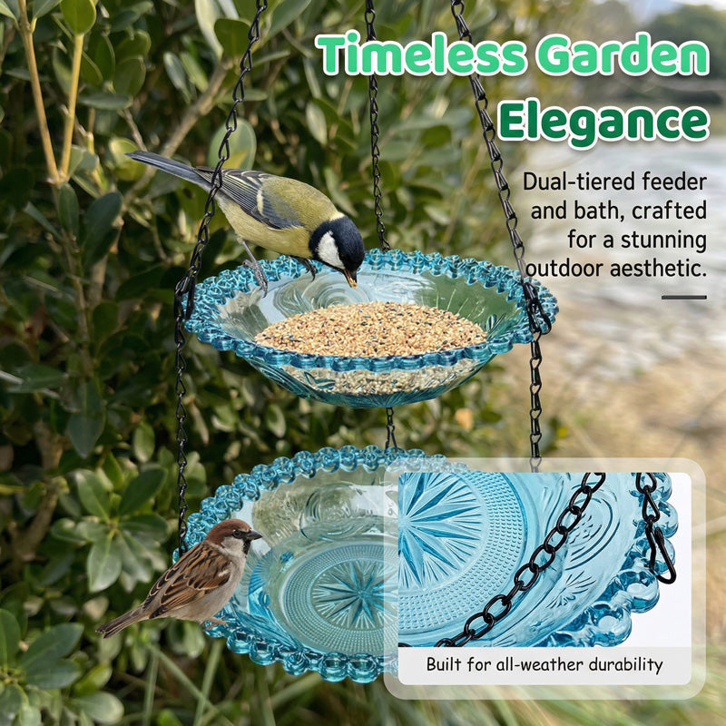 💞50K+ SOLD!🐦🌧️Vintage-Style Bird Feeder with Bath – Hangs anywhere, easy to fill. Attracts robins & blue tits. Perfect for nature lovers. 🏡✨